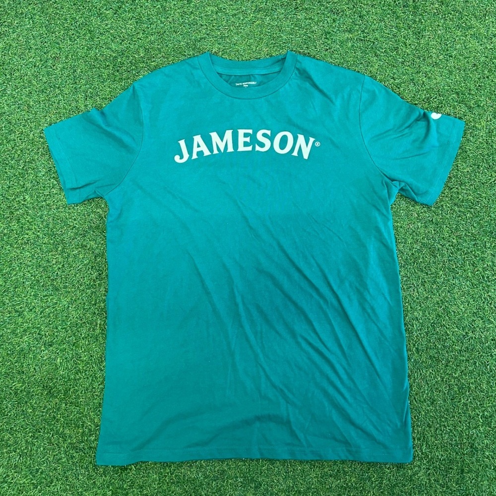 Jameson Irish Whiskey Mens Green Short Sleeve Graphic T-Shirt Medium RN 98575